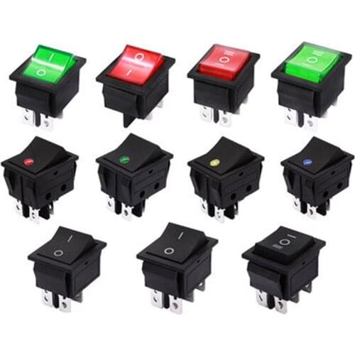 4Pins 16A 250V KCD light rocker switch 25*32mm Copper Pin welding button Switch Green Red 50pcs