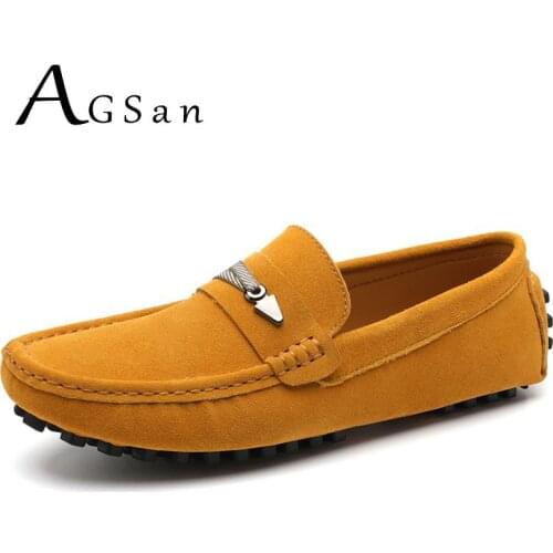 AGSan Genuine Leather Men Loafers Driving Shoes Suede Moccasins Designer Loafers High Quality Mens Flats Italian Footwear