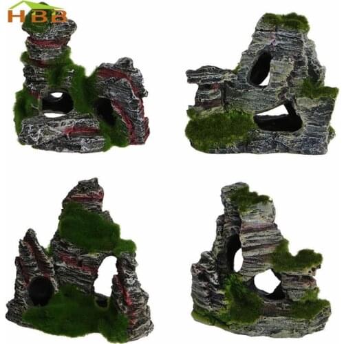 Aquarium Fish Tank Ornament Rockery Hiding Cave Tree Landscape Underwater Decor JUN13