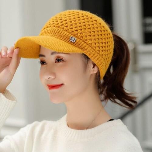 New Womens Empty Top Hat Autumn Winter Knitting Baseball Hats for Women Empty Top Visor Sports Hats Thick Warm Fashion Cap