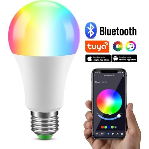 Dimmable Bluetooth 4.0 APP LED Bulb E27 RGBW RGBWW 15W AC85-265V Wireless LED Indoor chandelier Lamp Smart Home Lighting