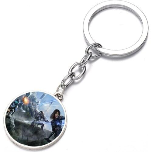 Anime game Mass Effect Keychain Glass Dome Key Chain Bag Charm necklace Holder Kids boy girl Keyring Gift
