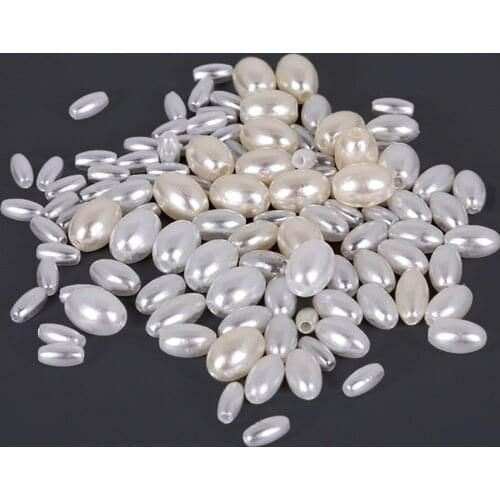 ABS Plastic Imitation Pearl Oval 8x4mm 10x6mm 12x6mm 11x8mm Loose Beads Lot For Jewelry Making DIY Crafts Findings