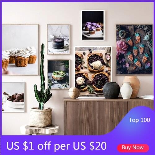 Gratitude Quote Still Life Cake Poster Food Kitchen Wall Art Print Fruit Pie Canvas Painting Modern Picture Dining Room Decor