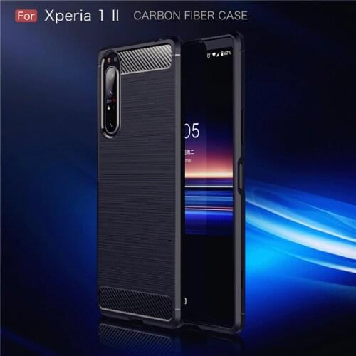 For Sony Xperia 1 II Case Carbon Fiber Anti-knock Shockproof Silicone Armor Case For Sony Xperia 1II Cover For Sony Xperia 10 II