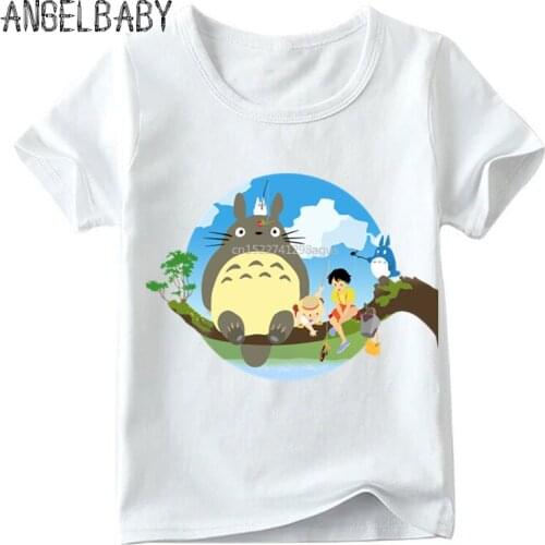 Boys/Girls Japanese Anime Spirited Away Print T shirt Kids Summer White Tops Children Funny Totoro Cartoon T-shirt,HKP2418