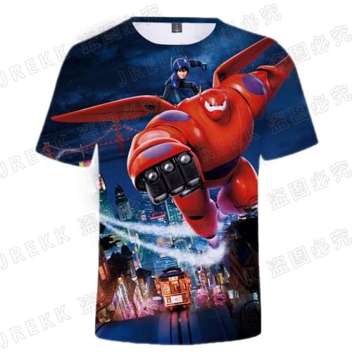 Big Hero Cartoon Anime T-shirt For Men Summer Short Sleeve 3D Print Kids Tee Shirts Oversized Fashion Women Tshirt