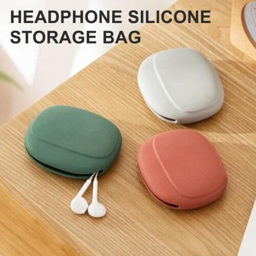 Earphone Box Solid Color Portable Silicone Mobile Phone Data Cable Headphone Mini Pouch Storage Bags Organization