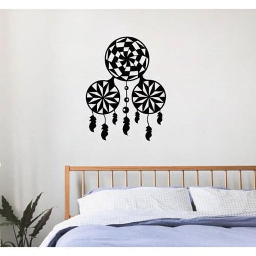 Indian Campanula Feathers Wall Stickers Geometric Dream catcher Art Decal Decor Custom Color Available Vinyl Wallpaper ZA451