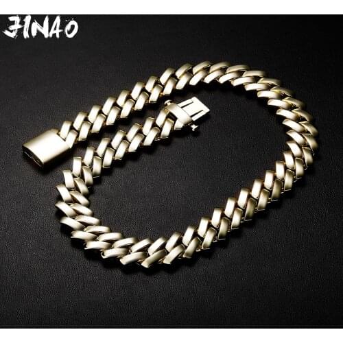 JINAO 2021 NEW 18MM Diamond Shaped Cuban Chain High Quality 6 Times Gold Plating Necklace Men and Women Jewelry For Gift