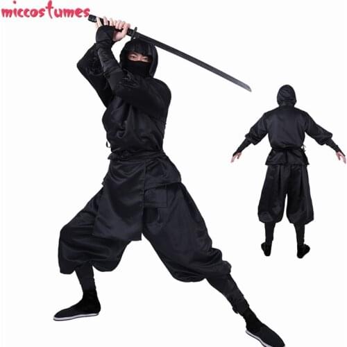 Ninja Cosplay Japanese Ninja Bushido Cosplay Costume for Adults with Hood Halloween Costumes for Men