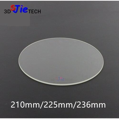 210mm/225mm/236mm round borosilicate glass plate 3mm Thickness For DIY Delta Kossel 3D Printer Free shipping