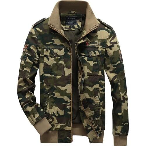 Men Spring Fall 100% Cotton Camouflage Military Jacket Bomber Jacket Plus 5XL6XL Leisure Air Force Pilot Army Tactical Jacket