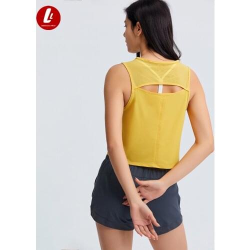 LULUBANANA Back Open Exercise Yoga Sport Crop Top Vest Women Quick Dry Workout Fitness Athletic Gym Tank Top Activewear
