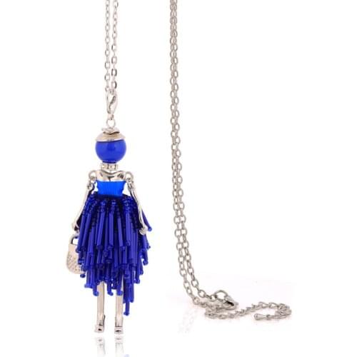 Cute womens necklaces tassel choker long chains silver-color doll jewelry necklaces big female necklace women wholesale price