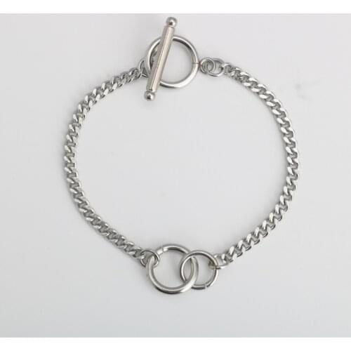 Fashion word buckle double-sided grinding double circle bracelet chain titanium steel stainless steel wild bracelet hot sale