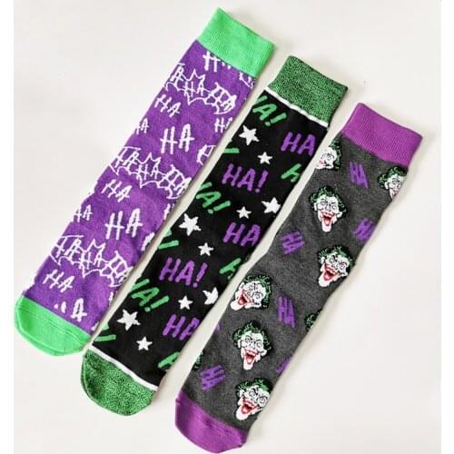 2021 New Men Cartoon Knee-High Socks Fashion Funny Trendy Clown Series Cotton Casual Tube Socks Spring Autumn Calcetines Hombre