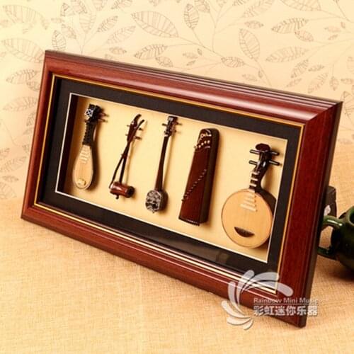 Novel and Funny Toy Five Piece Model of Mini Chinese National Musical Instrument Guzheng Picture Frame Decoration Wall Hanging