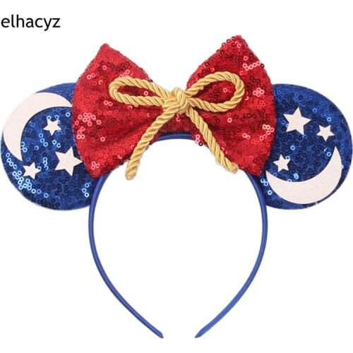 Fashion Star Moon Mouse Ears Headband For Women Girls Party Leopard Hairband Kids Sequin Bow Female Cute 2021 Hair Accessories