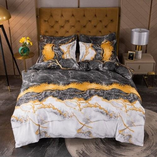 Gilt Marble Pattern Quilt Cover Pillowcase Kit Cozy Breathable Home Textiles Bedding Set 2/3pcs Duvet Cover Bed Set