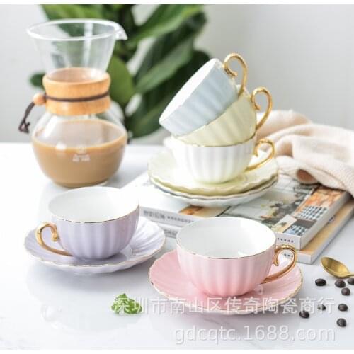 Pink Cute Creative Porcelain Cup and Saucer Ceramics Simple Tea Sets Modern Design Coffee Cups NJ73116