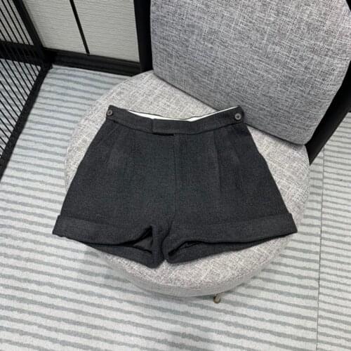 Wool Quality 11.16 End Women Fashion High Waist Draped A-line Wide Leg Shorts Two Color