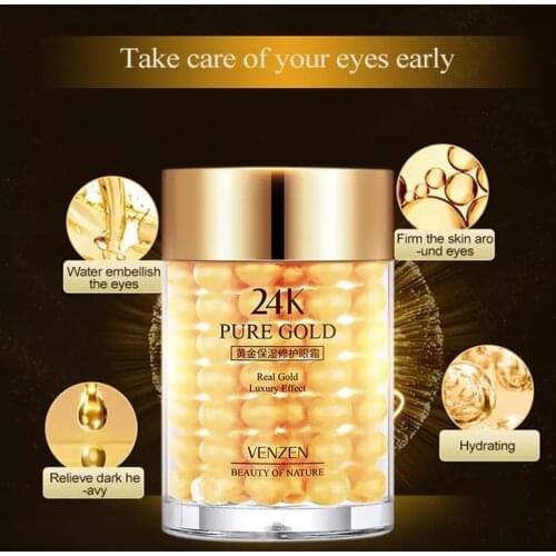 VENZEN 24Gold Eye Cream Moisturizing Anti Puffiness Anti Wrinkle Remove Dark Circle Eye Bag Anti-Aging Anti Puffiness Eye Care