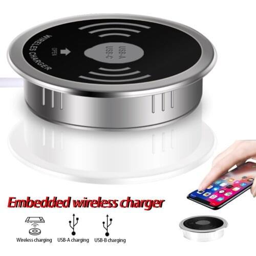 Built-in desktop wireless fast charger 10W 7.5W or 5W USB-A Type-C 15W fast charger 3.0 embedded Qi Caricabatter Wireles charger