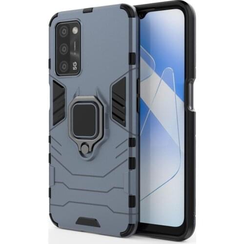 For OPPO A55 5G Case For OPPO A55 5G Cover Armor PC Shockproof Silicone Stand Protective Phone Bumper For OPPO A55 5G Fundas