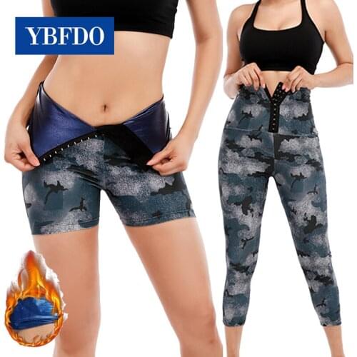YBFDO Women Camouflage ion coating Running Breasted Sauna Sweat Sport Workout Shaper Pants Stretchy Athletic Leggings Trousers