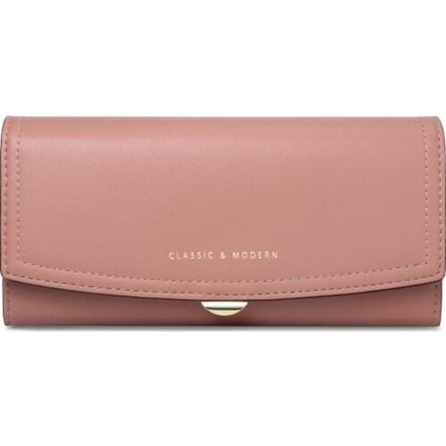 Women Multi Card Slots Long Wallet Large Capacity Three Fold Credit Card Holder With Zipper Coin Pocket Lady Pu Leather Purse
