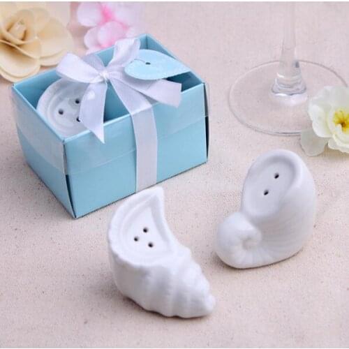 10sets/lot NEW ARRIVAL The Ocean Style A Pair Of Conch Salt and Pepper Shakers Set Wedding Favors and Gifts FREE SHIPPING