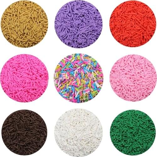 100g Long Cylindrical Polymer Clay Sprinkles for Crafts Fake Candy Cakes Decoartion DIY Slime Filling Tiny Cute Klei Accessories