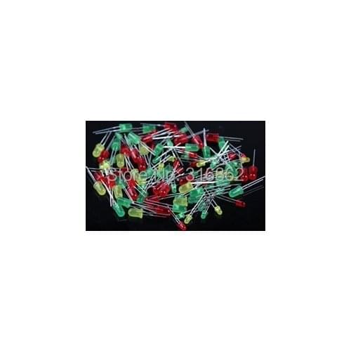 100pcs/lot 5mm Red Yellow Green Blue White LED Round Light-emitting diode Mixed Color Five colors