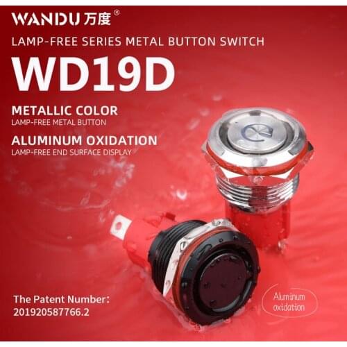 19mm 1NO no Lamp Momentary Switch round flat head Push Button Switch