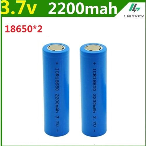 2pcs /lot 3.7v 2200mAh Capacity 18650 Battery 3.7v Li-po Rechargeable 18650 Battery For Car/toys/Flashlight