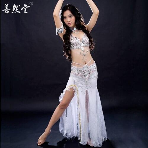 2018 New Belly Dancing Suit Dancing Bra Skirt Waistband Lady Stage Performance Oriental Belly Dancing Clothes 3-piece B-2845