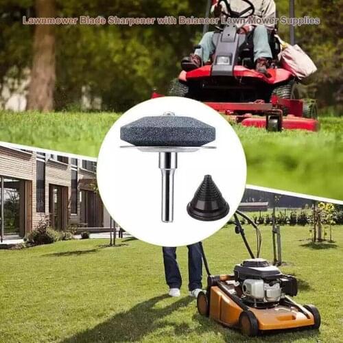 3pcs Lawn Mower Blades Sharpener Shapener With Blades Balancer Universal Lawnmower Sharpener for Electric Hand Drill JDH88