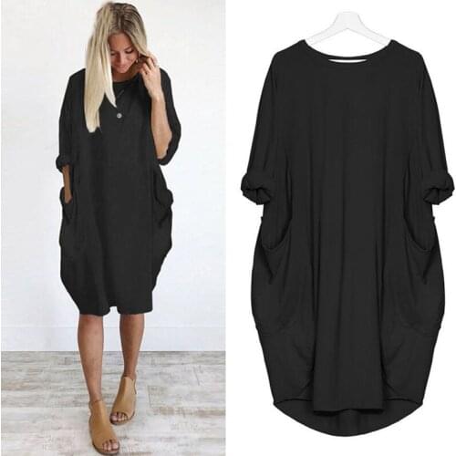 Bigsweety Plus Size Dresses For Women Casual Loose Half Sleeve Crew Neck Dress Ladies Oversized Dress Beach Dresses With Pocket