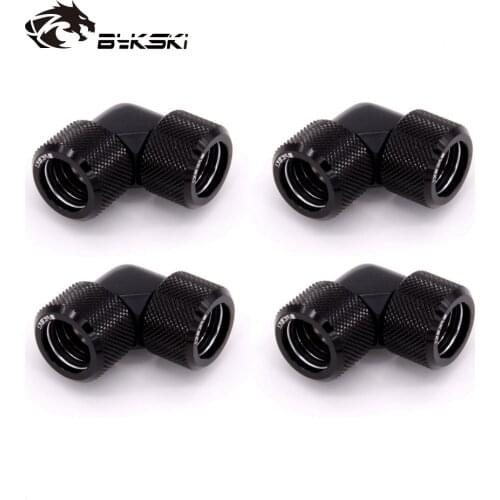 Bykski 90 Degree Fitting use for OD12mm/OD14mm/OD16mm Hard Tube to Hand Compression Copper Fitting Double Interface 4pcs/lots