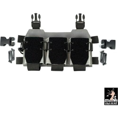 DMgear Tactical Triple Mag Pouch w/ Buckles for Chest Rig 556 Mag Carrier Panel Airsoft BG46