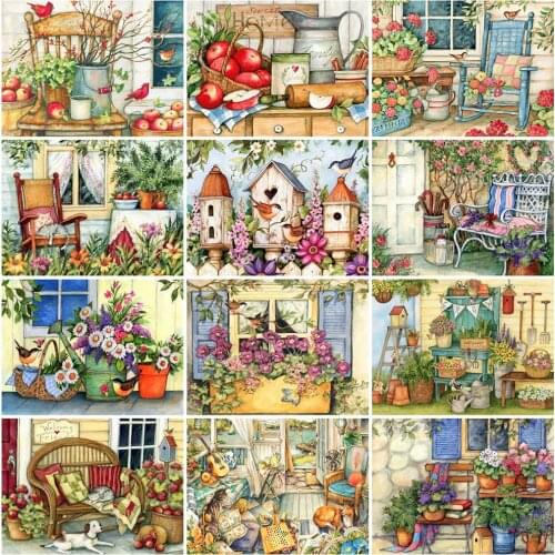 Evershine 5D DIY Diamond Painting Garden Rhinestone Art Diamond Embroidery Flower Scenery Cross Stitch Mosaic Home Decorations