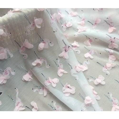 Fairy three-dimensional fire flamingo quality chiffon clothing fabric width 130cm dress half skirt shawl home accessories