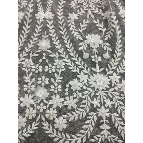 Special 3d flower French Nigerian Laces Fabrics SYJ-6164 Tulle African net Lace Fabric with full beads