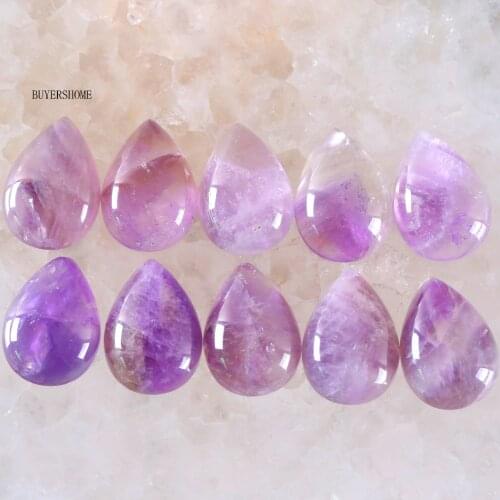 10Pcs 18x13MM Water Drop Natural Stone Beads Purple Crystal CAB Cabochon For Making Necklace Earrings Bracelets K804