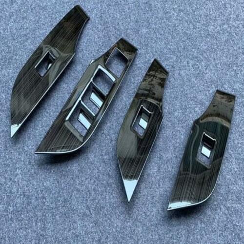 ABS Carbon Fiber Door Window Glass Panel Armrest Lift Switch Button Cover Trim Car Accessories For Toyota RAV4 RAV 4 2019 2020