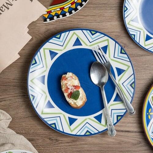 Creative Ceramics Plate Painted Breakfast Cake Dish Dining Table Main Course Tray Western Steak Plates Rural Kitchen Utensils