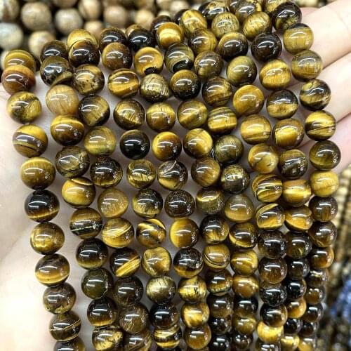 Natural Stone Yellow Tiger Eye Round Loose Spacer Beads For Jewelry Making DIY Bracelet Necklace Accessories 2 3 4 6 8 10 12mm