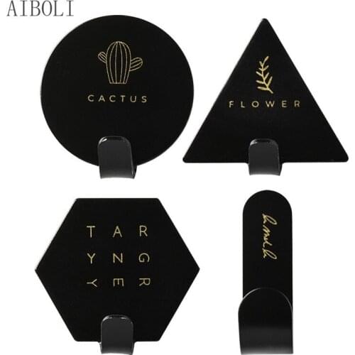 4PCS Nordic Hook Creative Wrought Iron Coat Hook Key Hook Porch Storage Rack Door Decoration Hole-Free Wall Hanger Storage Hooks