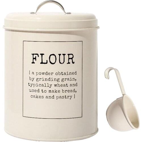 Metal Kitchen Food Rice Flour Storage Tin Jar 5L Canister Case with Scoop 6.7x8.1 inches